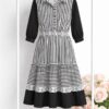 Striped Geometric Print Midi Shirtdress
