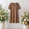 V-Neck T-Shirt Dress with Logo Tape Detail