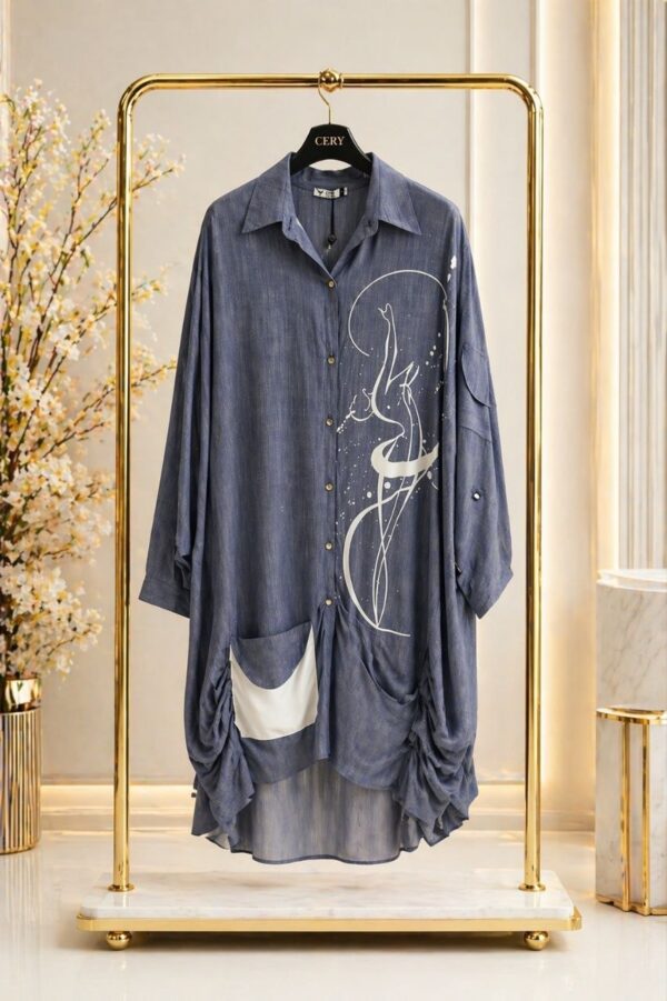 Artistic Print Oversized Shirtdress