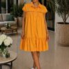 Collared Tiered Babydoll Shirtdress