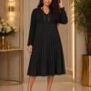 Elegant Textured Pleat Midi Dress