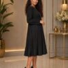 Elegant Textured Pleat Midi Dress