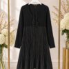 Elegant Textured Pleat Midi Dress
