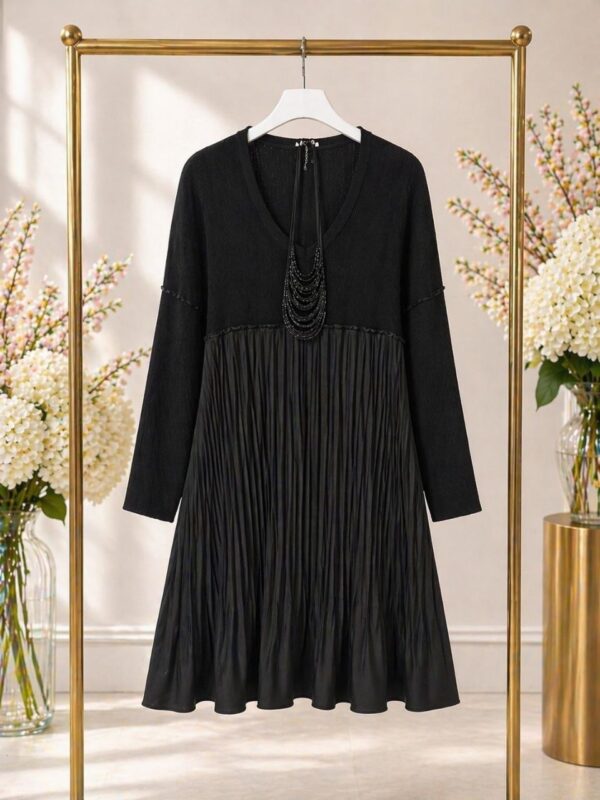 Elegant Textured Pleat Midi Dress