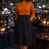 Wholesale Two-Tone Sweater Midi Dress