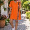 V-Neck T-Shirt Dress with Logo Tape Detail