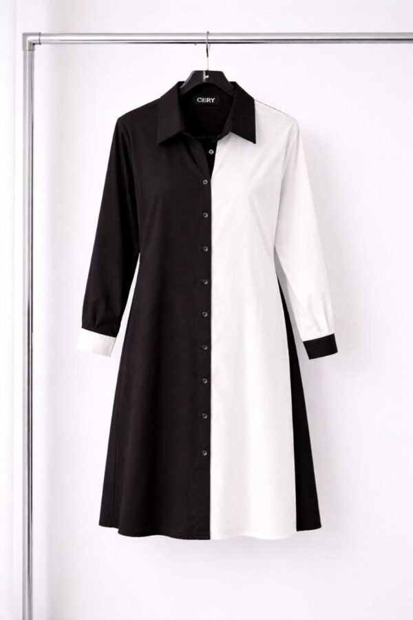 Wholesale Two-Tone Button-Down Shirtdress