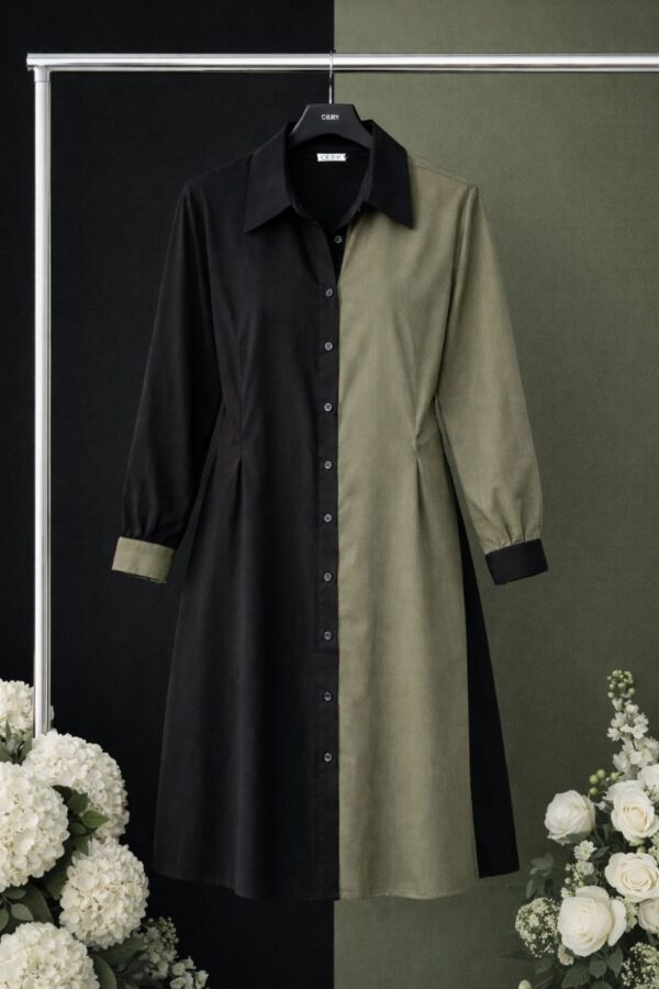 Wholesale Two-Tone Button-Down Shirtdress