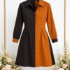 Wholesale Two-Tone Button-Down Shirtdress