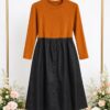 Wholesale Two-Tone Sweater Midi Dress