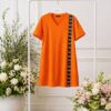 V-Neck T-Shirt Dress with Logo Tape Detail