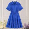 Wholesale Collared Tiered Ruffle Dress