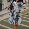 Wholesale Abstract Print Collared Shirtdress