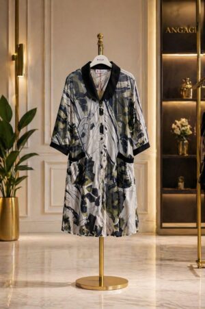 Wholesale Abstract Print Collared Shirtdress