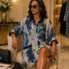 Wholesale Abstract Print Collared Shirtdress