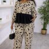 Abstract Print Peplum Top & Pant Set