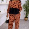 Abstract Print Peplum Top & Pant Set
