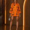 Modern Geometric Print Oversized Shirt Dress