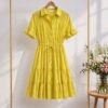 Wholesale Collared Tiered Ruffle Dress