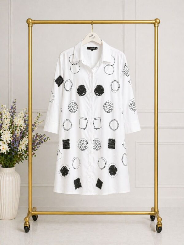Wholesale Artistic Print Button-Up Shirtdress