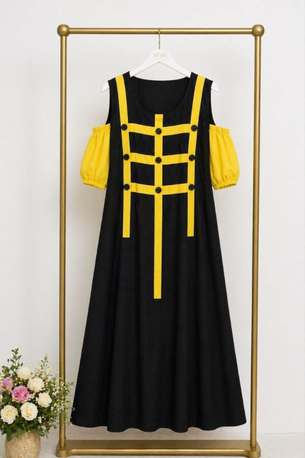 Harness Detail Cold Shoulder Midi Dress