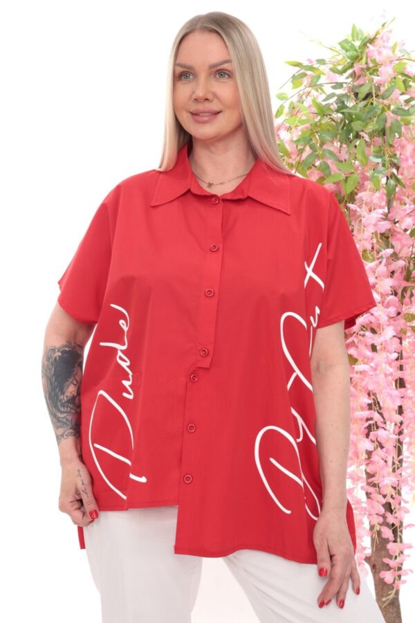 Wholesale Script Graphic Asymmetrical Blouse