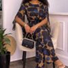 Wholesale Animal Print Flared Sleeve Jumpsuit