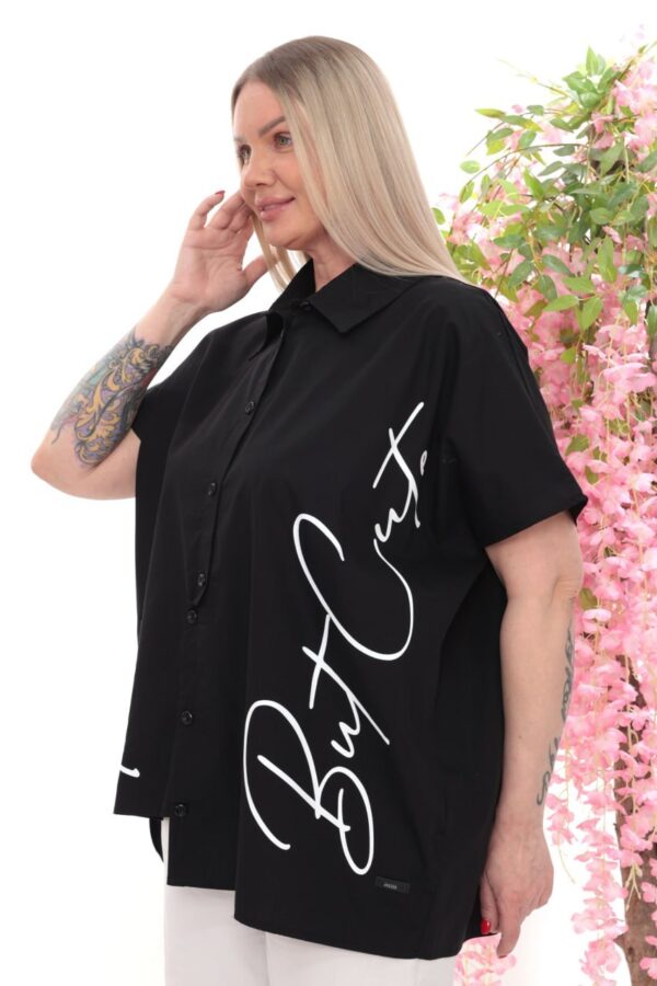 Wholesale Script Graphic Asymmetrical Blouse