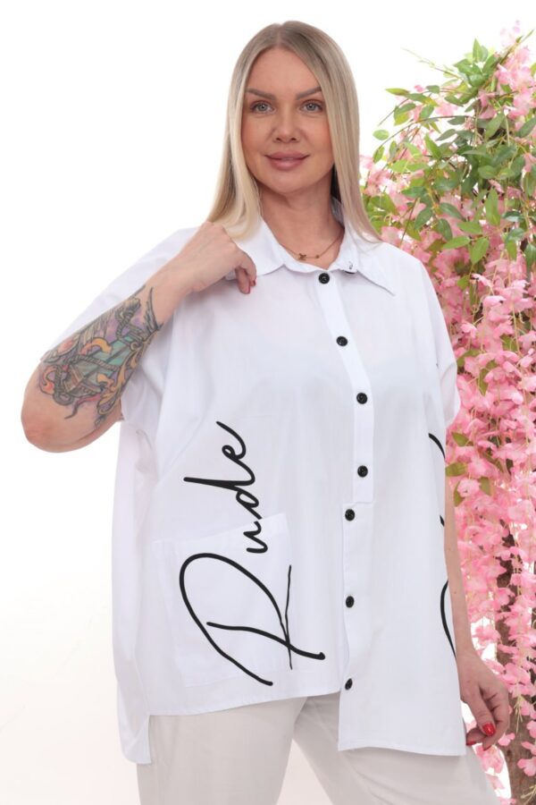 Wholesale Script Graphic Asymmetrical Blouse