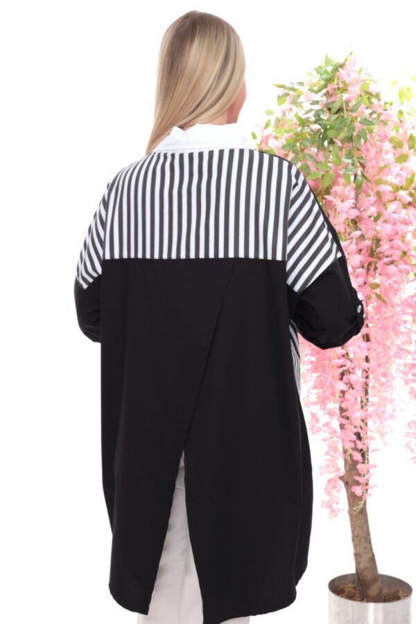 Wholesale Asymmetrical Striped Panel Tunic Shirt