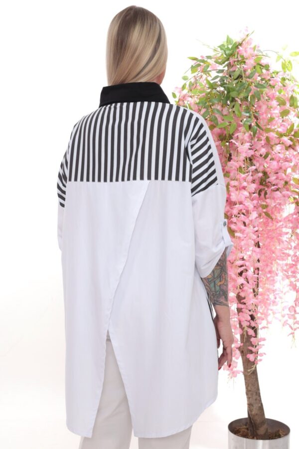 Wholesale Asymmetrical Striped Panel Tunic Shirt
