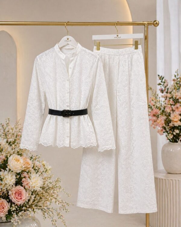 Wholesale Broderie Anglaise Peplum Set