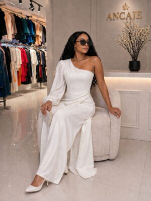 Wholesale One-Shoulder Draped Maxi Gown
