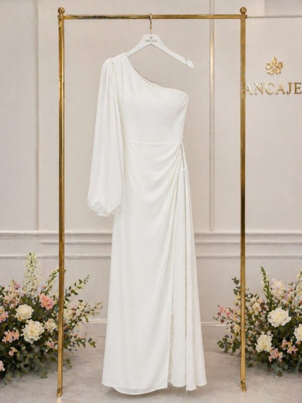 Wholesale One-Shoulder Draped Maxi Gown