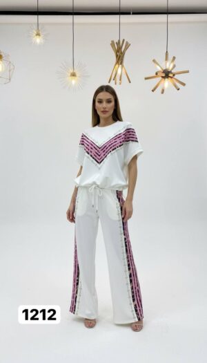 V-Neck Chevron Embellished Two-Piece Set