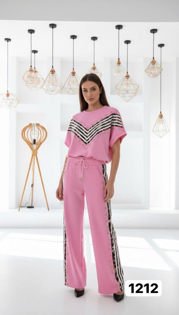 V-Neck Chevron Embellished Two-Piece Set