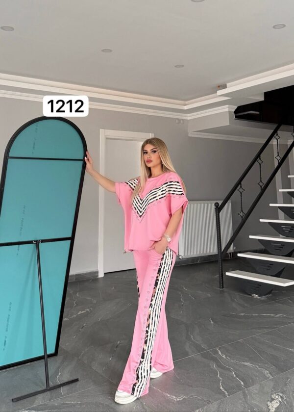 V-Neck Chevron Embellished Two-Piece Set