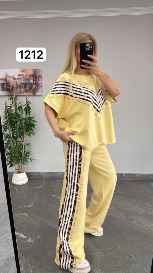 V-Neck Chevron Embellished Two-Piece Set