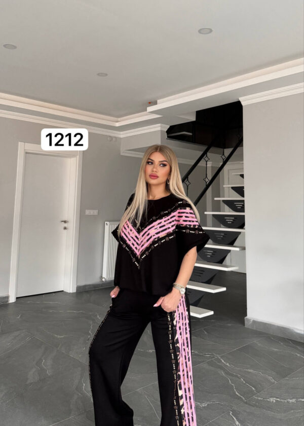 V-Neck Chevron Embellished Two-Piece Set