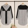 Monochrome Striped Color-Block Shirtdress