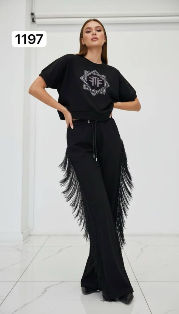 Embellished Fringe Detail Loungewear Set