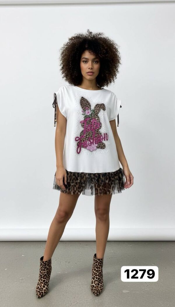 Wholesale Sequin Bunny Graphic T-Shirt Dress