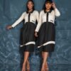 Professional Black & White Color Block Dress
