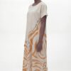 Artistic Wave Print Midi Dress
