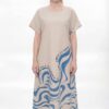 Artistic Wave Print Midi Dress