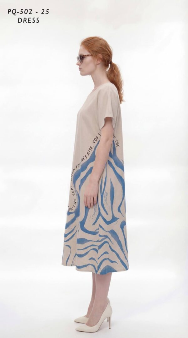 Artistic Wave Print Midi Dress