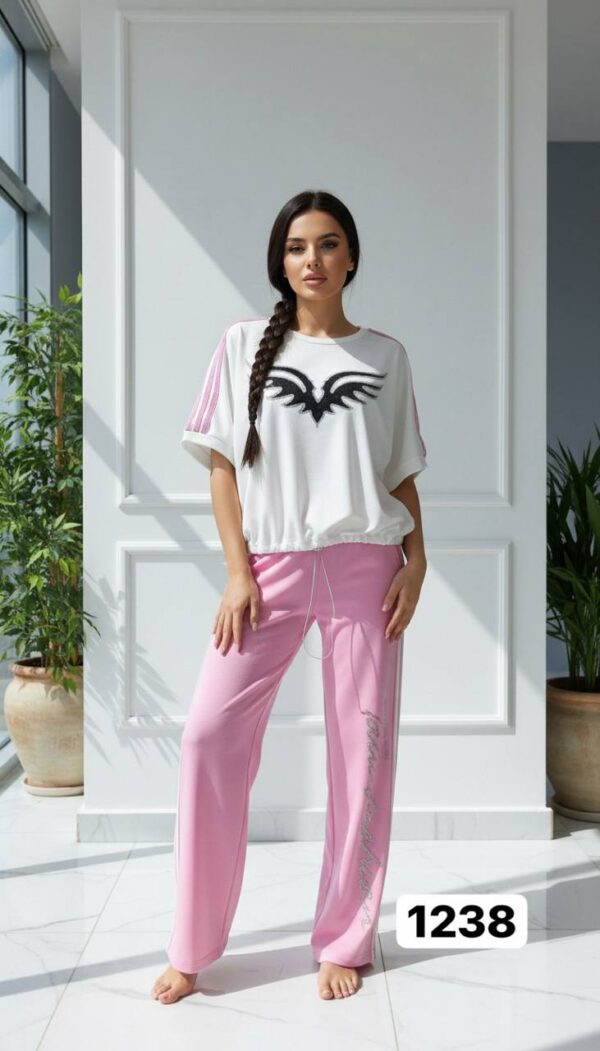 Embellished Wing Graphic Tee & Trouser Set
