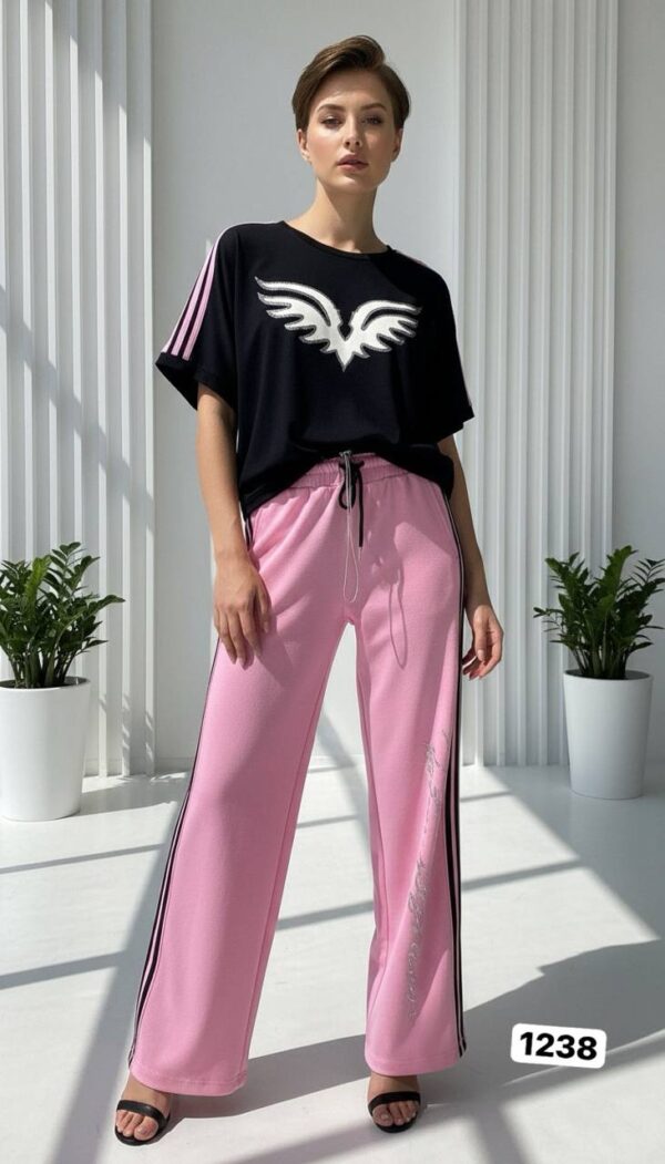 Embellished Wing Graphic Tee & Trouser Set
