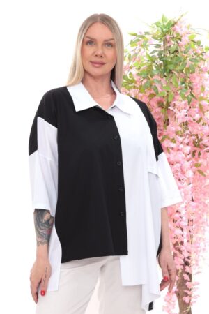 Wholesale Two-Tone Asymmetrical Oversized Shirt
