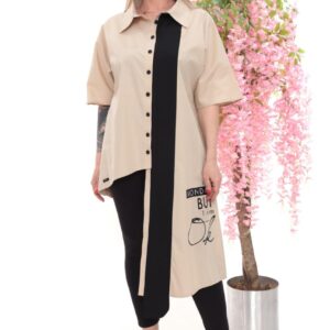 Asymmetric Color-Block Tunic Shirt